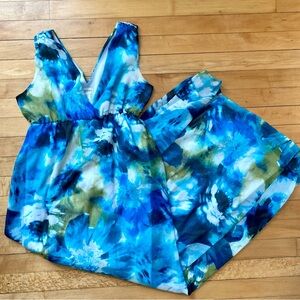 Motherhood Maternity Blue and Green Floral Maxi Dress - Size Small